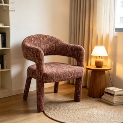 Textured Brown Upholstered Accent Chair-MZ3504