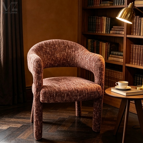 Textured Brown Upholstered Accent Chair-MZ3504