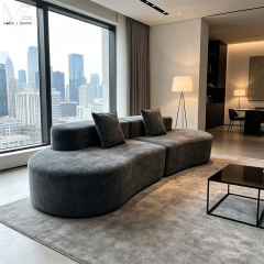 Charcoal Modular Curved Lounge Sofa-MZ9069
