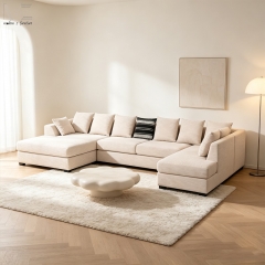 Cream U-Shaped Sectional Sofa with Chaise-MZ2929