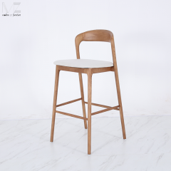 Walnut Wood Counter Height Bar Stool with Black Seat-MZ0020