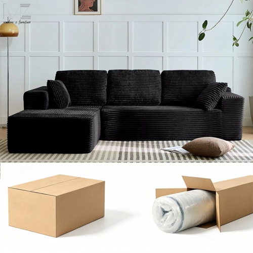 Black Corduroy Modular Sectional Sofa-MZ9066