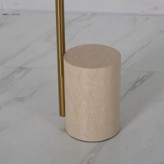 Brass Finish Round Side Table with Stone Base-MZ4603