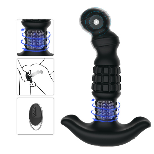 Remote control prostate massager with rotation