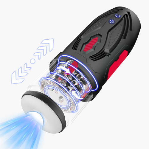 Masturbator with thrusting and rotating
