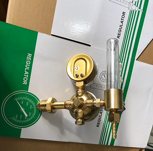 W-101 Brass Argon / CO2 Gas Regulator Gas High Pressure Regulator With Pressure Gauge and Flowmeter