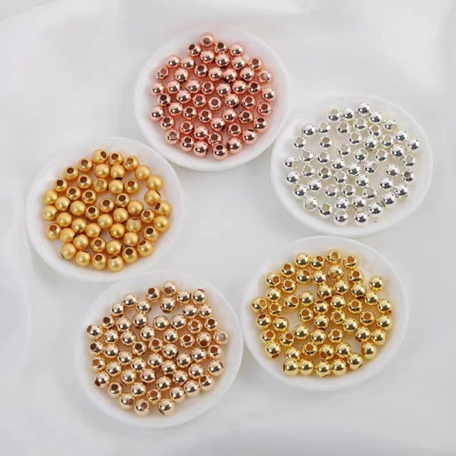 DIY bracelet color preserving round beads K gold loose beads 2/3/4/5/6MM (100 pieces per piece)