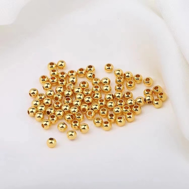 DIY bracelet color preserving round beads K gold loose beads 2/3/4/5/6MM (100 pcs)