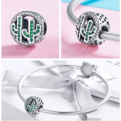 Original Style Silver Charm Original Beads DIY925 Sterling silver beaded bracelet Necklace Pendant Rose Tree flowers