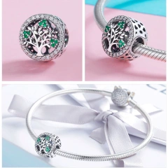 Original Style Silver Charm Original Beads DIY925 Sterling silver beaded bracelet Necklace Pendant Rose Tree flowers