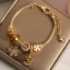 Pan House style Rose Gold Bee Hive bracelet female Korean version crystal bracelet student BFF bracelet gift tide