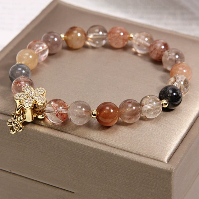 Gold hair crystal bracelet fortune transfer business natural crystal topaz bracelet female bestie sister birthday gift