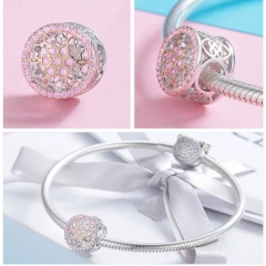 Original Style Silver Charm Original Beads DIY925 Sterling silver beaded bracelet Necklace Pendant Rose Tree flowers