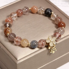 Gold hair crystal bracelet fortune transfer business natural crystal topaz bracelet female bestie sister birthday gift