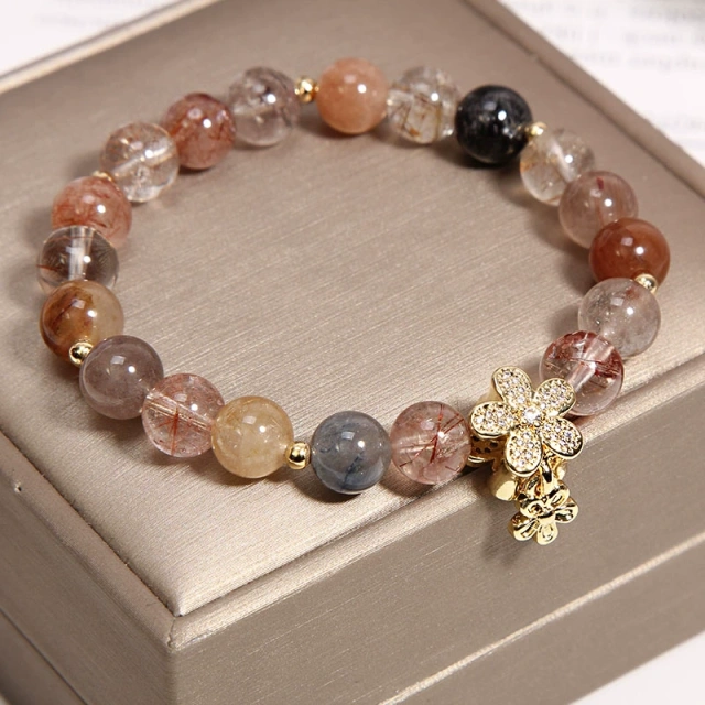 Gold hair crystal bracelet fortune transfer business natural crystal topaz bracelet female bestie sister birthday gift