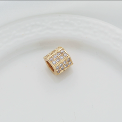 14k gold package color micro inset zircon bucket beads six-sided cylindrical 8mm transfer beads diy large hole with bead bracelet item