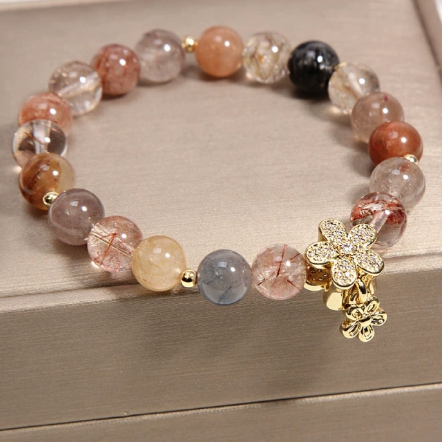 Gold hair crystal bracelet fortune transfer business natural crystal topaz bracelet female bestie sister birthday gift