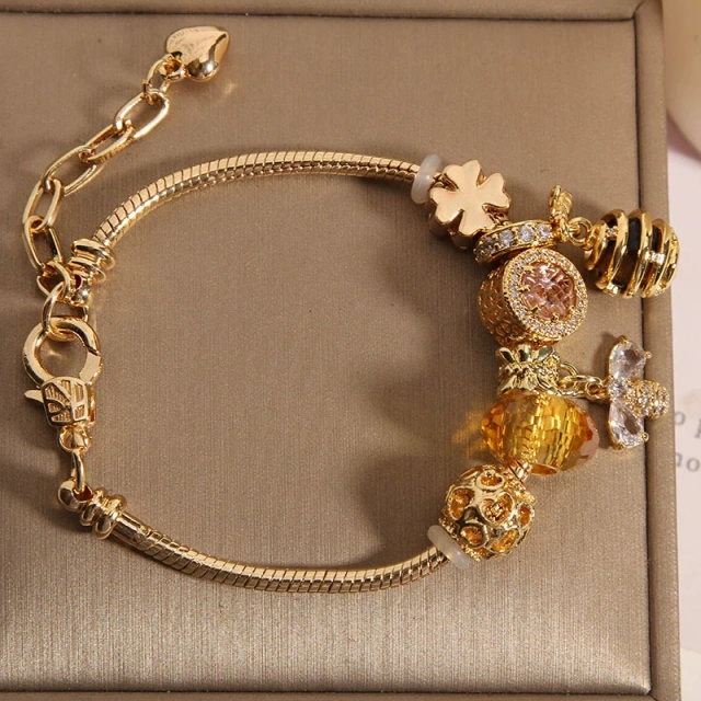 Pan House style Rose Gold Bee Hive bracelet female Korean version crystal bracelet student BFF bracelet gift tide