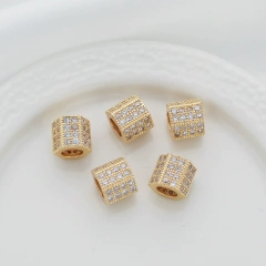14k gold package color micro inset zircon bucket beads six-sided cylindrical 8mm transfer beads diy large hole with bead bracelet item