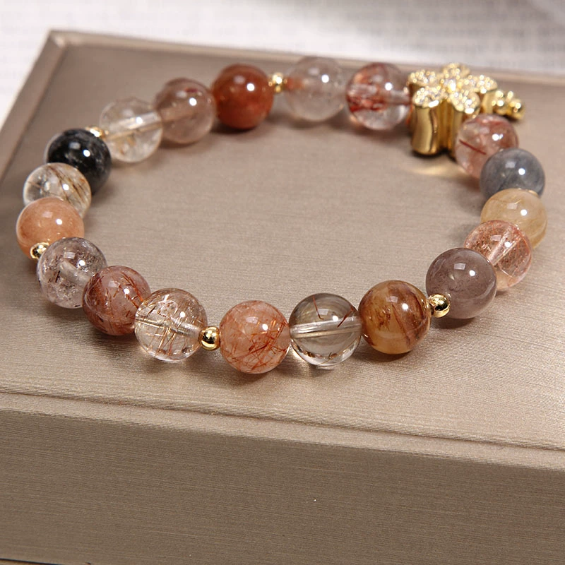 Gold hair crystal bracelet fortune transfer business natural crystal topaz bracelet female bestie sister birthday gift