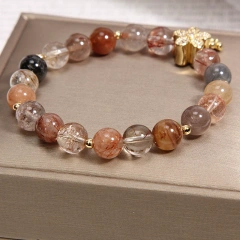 Gold hair crystal bracelet fortune transfer business natural crystal topaz bracelet female bestie sister birthday gift