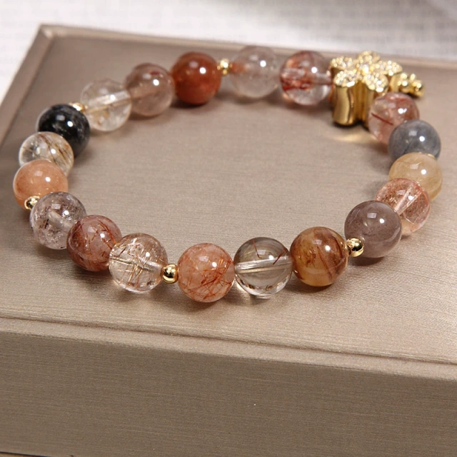 Gold hair crystal bracelet fortune transfer business natural crystal topaz bracelet female bestie sister birthday gift