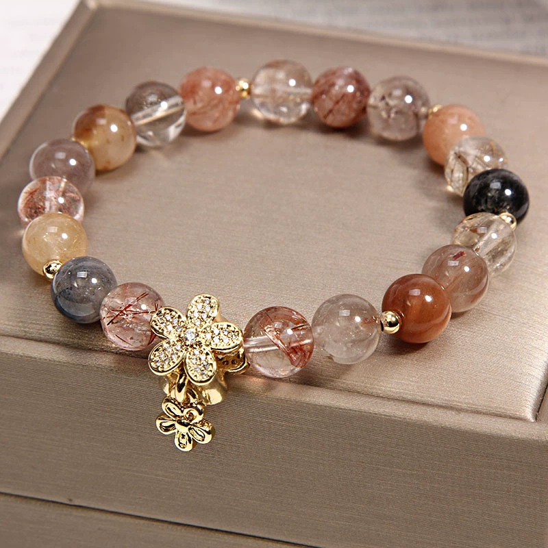 Gold hair crystal bracelet fortune transfer business natural crystal topaz bracelet female bestie sister birthday gift