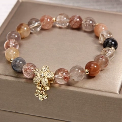 Gold hair crystal bracelet fortune transfer business natural crystal topaz bracelet female bestie sister birthday gift