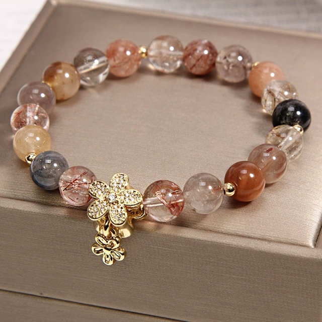 Gold hair crystal bracelet fortune transfer business natural crystal topaz bracelet female bestie sister birthday gift