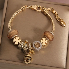 Pan House style Rose Gold Bee Hive bracelet female Korean version crystal bracelet student BFF bracelet gift tide