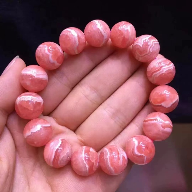 Natural Red Rhodochrosite Bracelet Gemstone Jewelry 10.4mm Gift Clear Round Beads Stretch Men Women Fashion Jewelry AAAAA