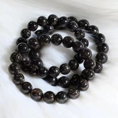 Natural Black Copper Rutilated Quartz Titanium Bracelet Genuine 9.8mm Crystal Women Men Round Beads Wealthy Stone Brazil AAAAA