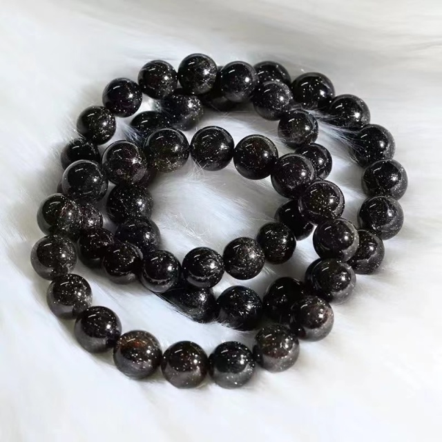 Natural Black Copper Rutilated Quartz Titanium Bracelet Genuine 9.8mm Crystal Women Men Round Beads Wealthy Stone Brazil AAAAA