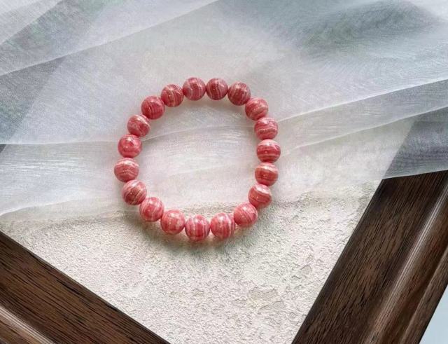 Natural Red Rhodochrosite Bracelet Gemstone Jewelry 10.4mm Gift Clear Round Beads Stretch Men Women Fashion Jewelry AAAAA