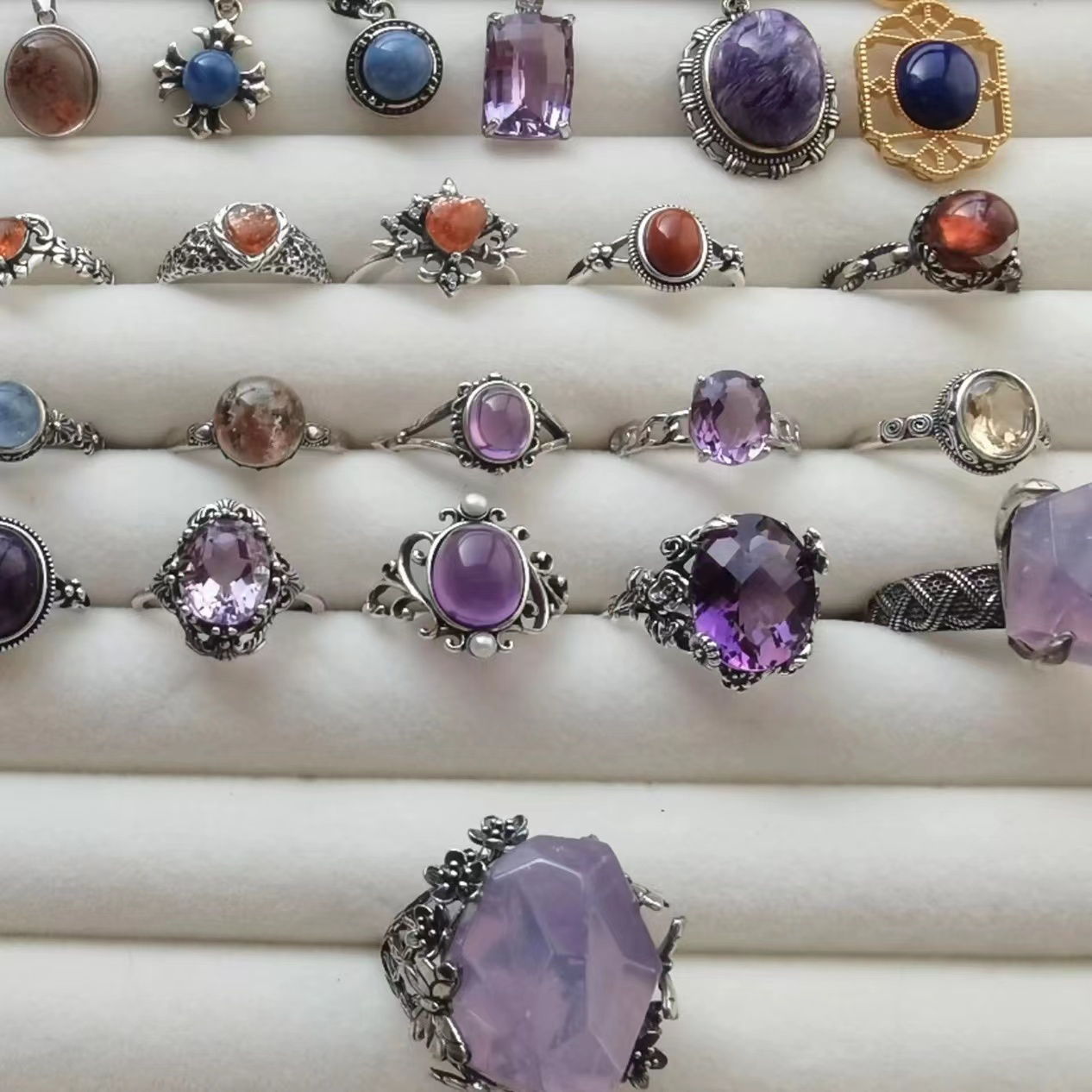 s925 Silver Natural Brazilian Amethyst ring crystal