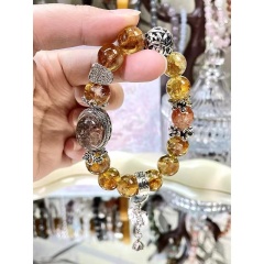 Natural crystal 925 silver bracelet female yellow tower crystal yellow gum flower