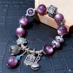 Natural crystal violet mica 925 sterling silver personality bracelet