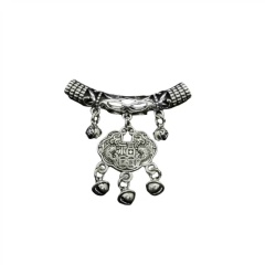 Crystal ornaments, retroclassical hollow bamboo half-pipe, safe lock, bells, tassels, beads, handmade DIY accessories