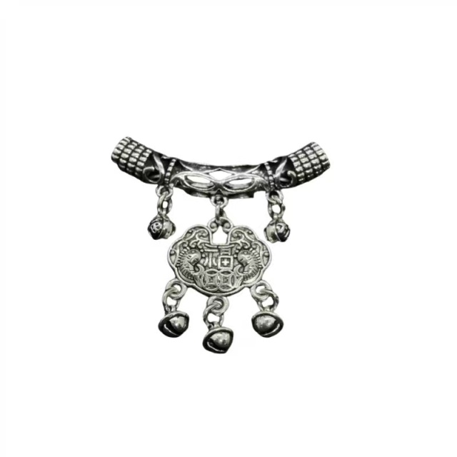 Crystal ornaments, retroclassical hollow bamboo half-pipe, safe lock, bells, tassels, beads, handmade DIY accessories