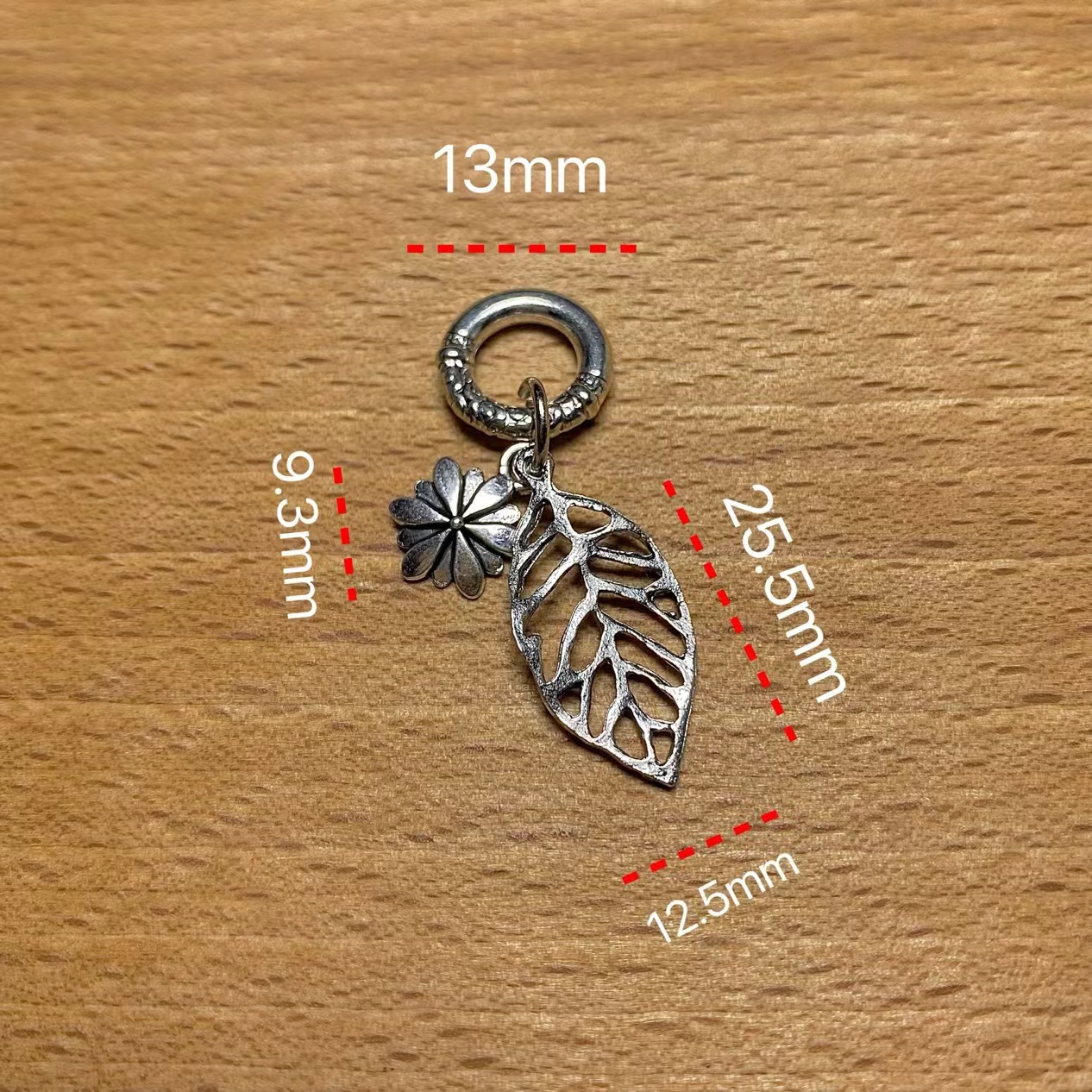 Imitation retro silver style distressed retro style butterfly leaf lucky bag crystal DIY beaded bracelet accessories
