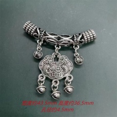Crystal ornaments, retroclassical hollow bamboo half-pipe, safe lock, bells, tassels, beads, handmade DIY accessories