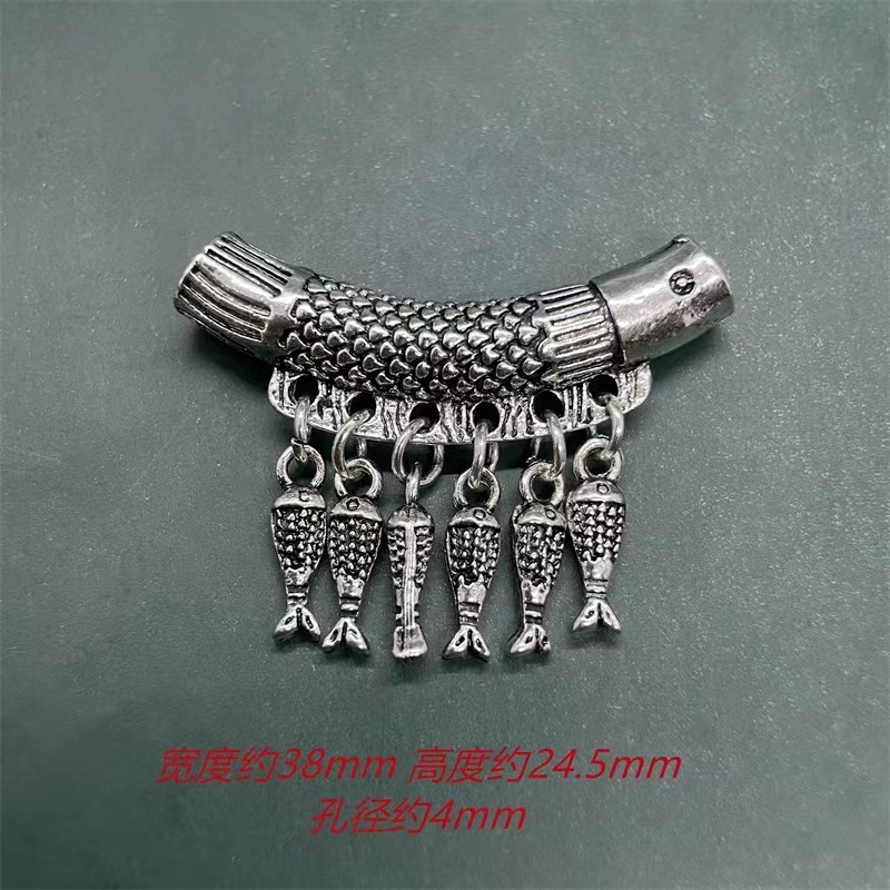 Crystal ornaments, retroclassical hollow bamboo half-pipe, safe lock, bells, tassels, beads, handmade DIY accessories