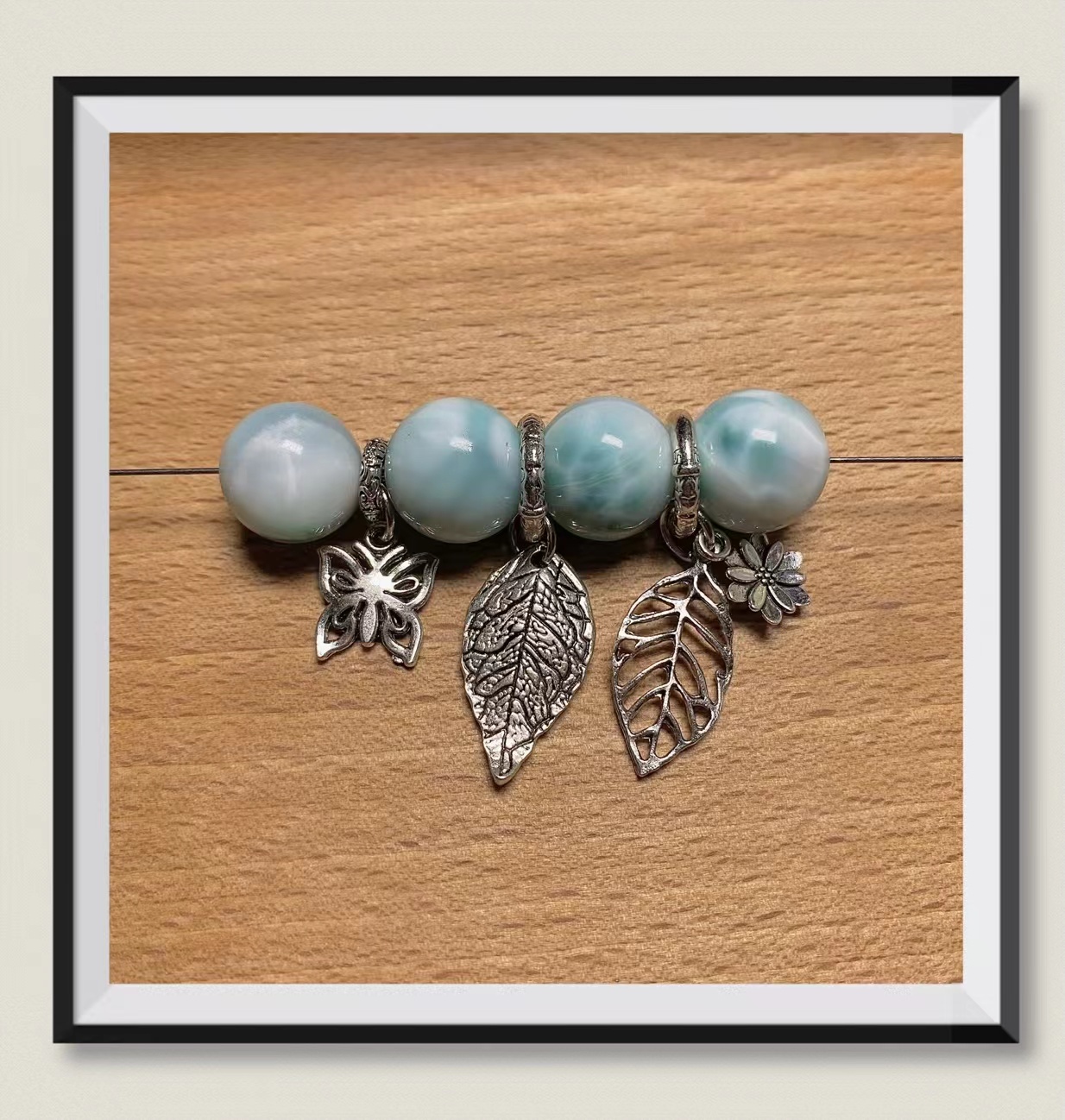 Imitation retro silver style distressed retro style butterfly leaf lucky bag crystal DIY beaded bracelet accessories