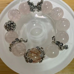 Color-retaining imitation retro silver crystal bracelet flower holder bead spacer DIY copper accessories