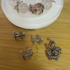 Color-retaining imitation retro silver crystal bracelet flower holder bead spacer DIY copper accessories
