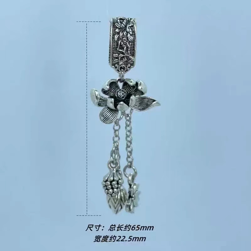 Crystal DIY Long Tassel Pendant Vintage Craft Lotus Lift Slip Personality Pendant Copper Accessories