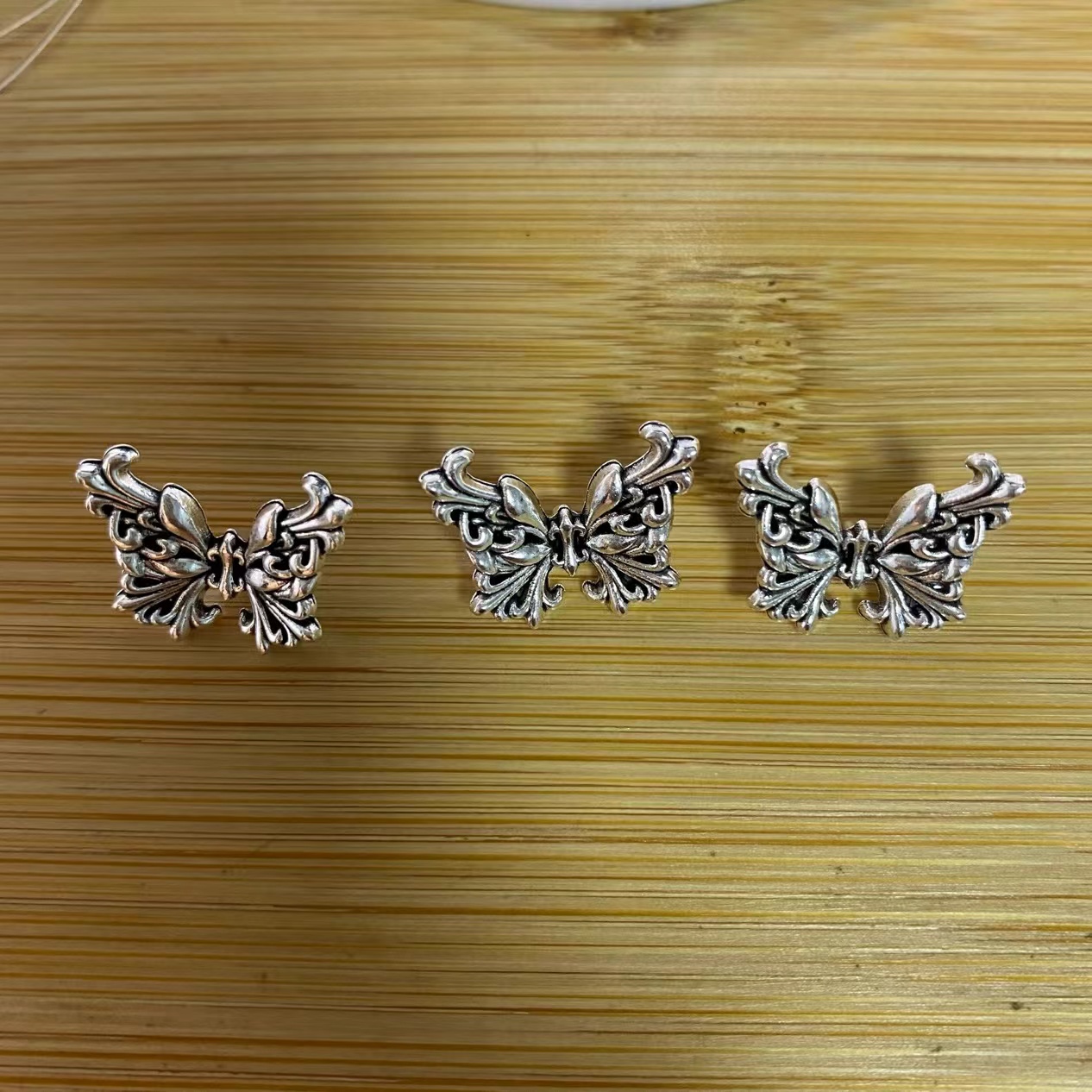 Color-retaining imitation retro silver crystal bracelet flower holder bead spacer DIY copper accessories