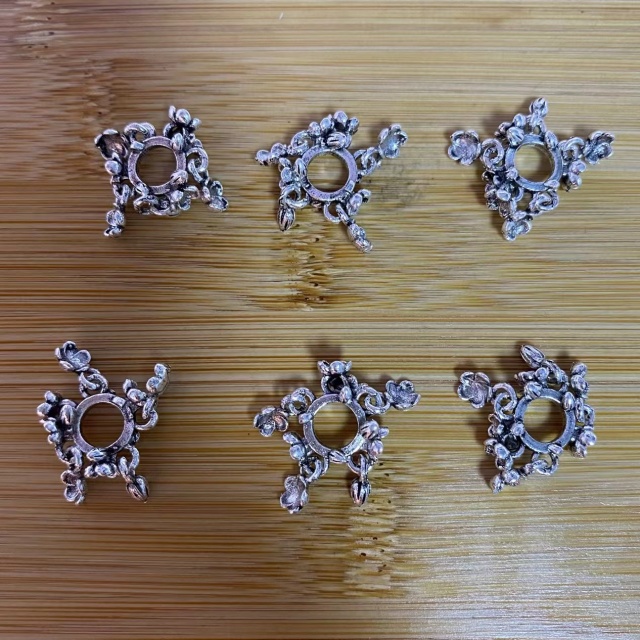 Color-retaining imitation retro silver crystal bracelet flower holder bead spacer DIY copper accessories