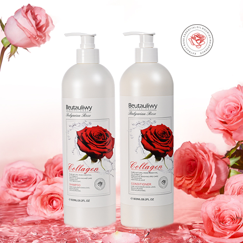 Beutauliwy Private Label Natural Rose Essential Oil Collagen Hair Care Shampoo and Conditioner Set
