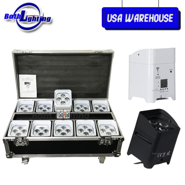 USA warehouse Smart DJ S4 Uplighting 10pcs with a case 4x18w RGBWA UV 6in1 Wireless DMX LED Up Light Wedding DJs Battery Power Uplighters